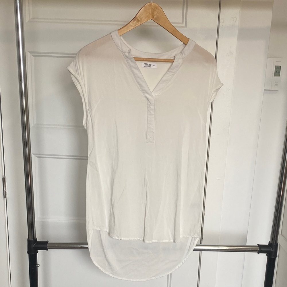 Ardene White Short-Sleeve V-Neck High-Low Tunic